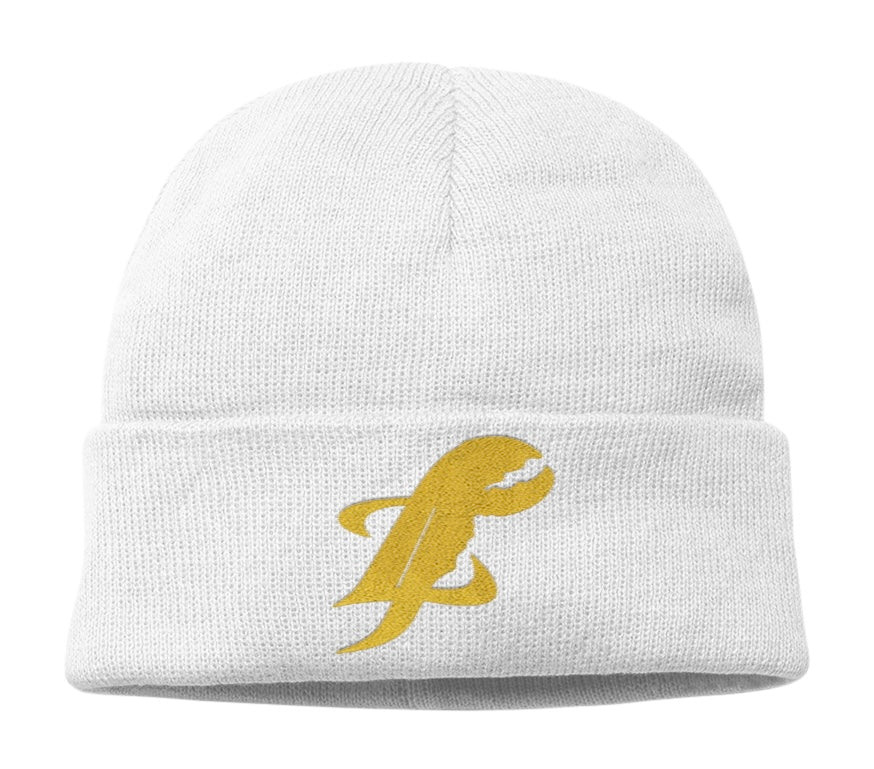 Top Lobsta embroidered logo knit beanie in WHITE